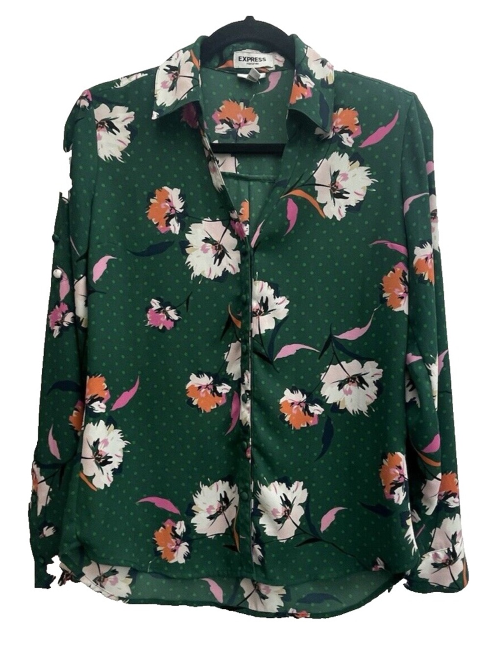 ISO 👀 Express Portofino Green Floral Shirt in Size XL